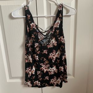 Black flower tank size small